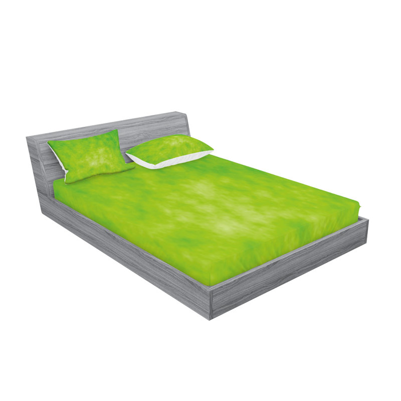 Drap-housse et coussin décoratif vert lime Ambesonne, Ensemble de draps pour très grand lit californien