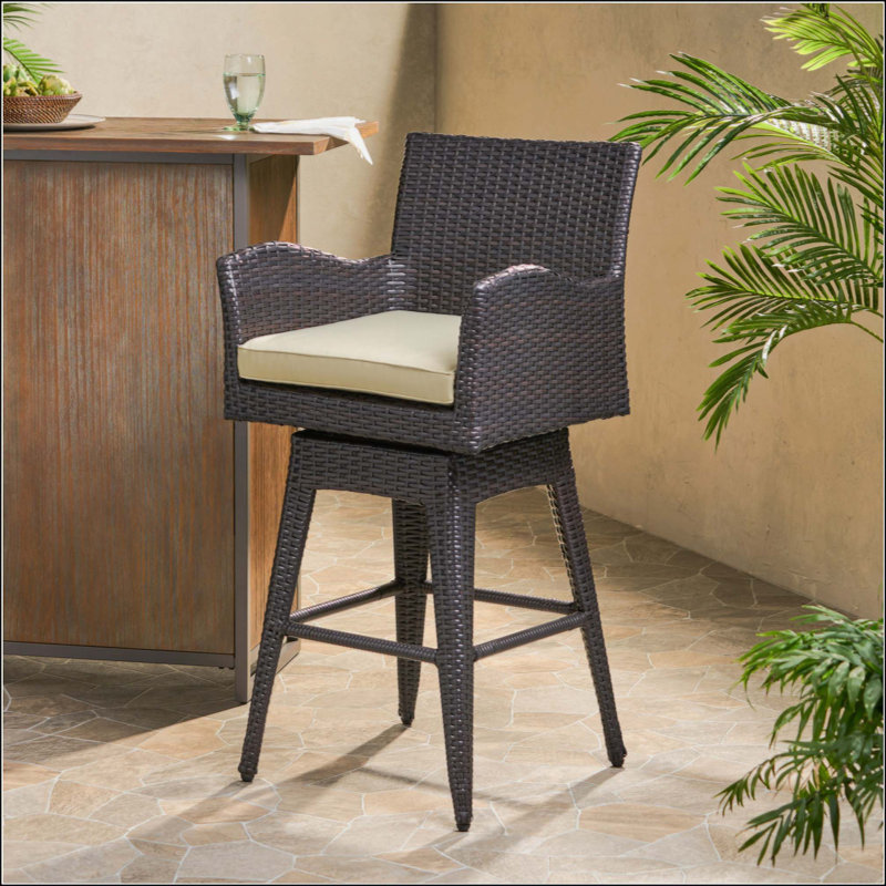 Tabouret de bar rotatif moderne en osier avec pieds fuselés, 1 pièce