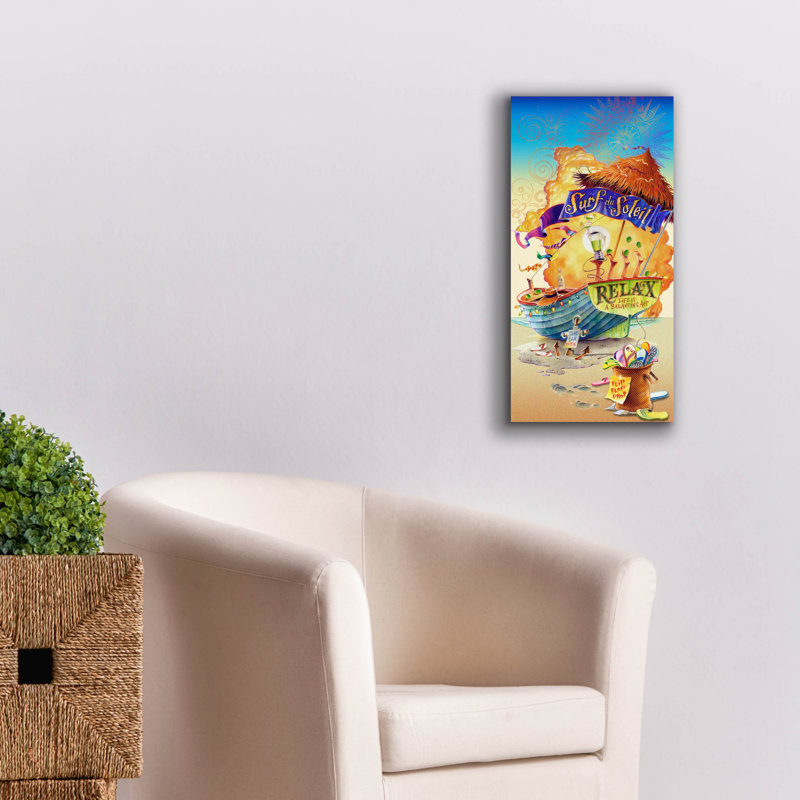 «Surf Soleil» par James Mazzotta, art mural sur toile, H 24 po x l 12 po x P 0,75 po