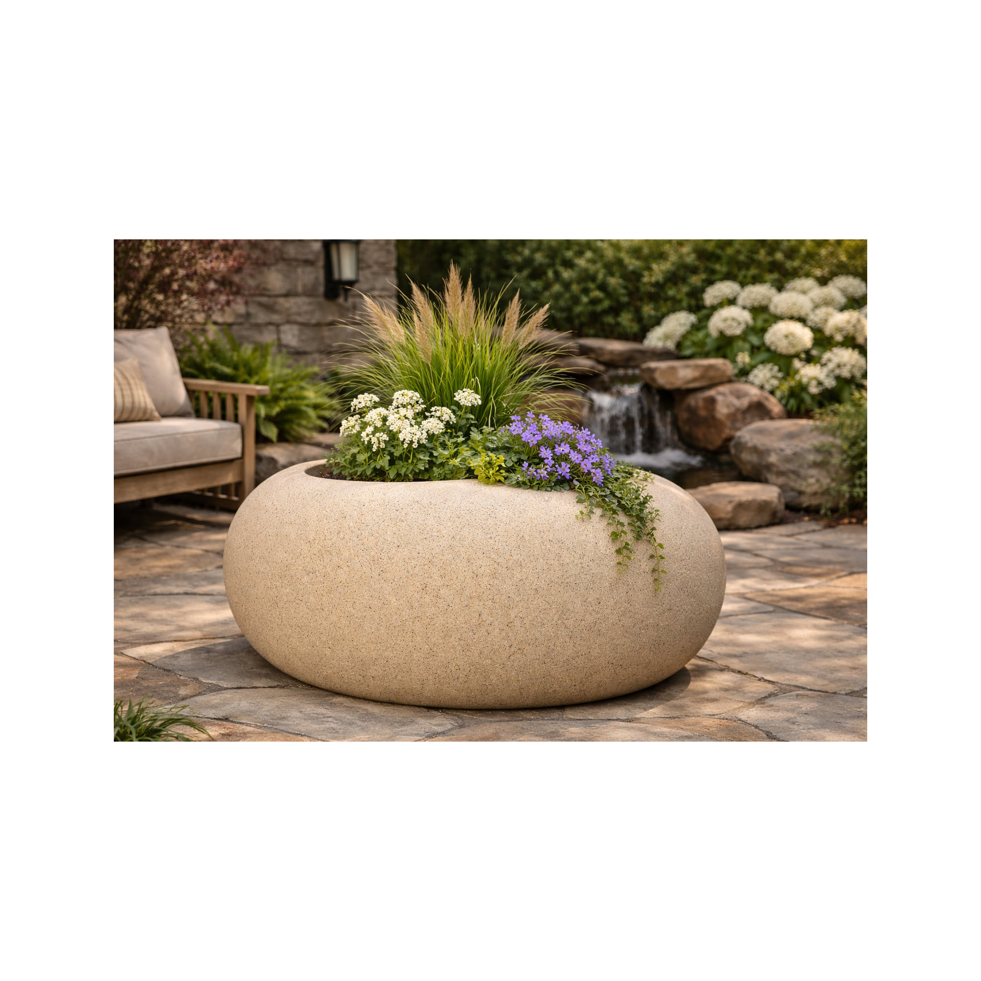 Lightweight Rock Garden Planter, Tan