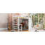 Lit mezzanine double avec garde-robe, bureau et tablettes, blanc