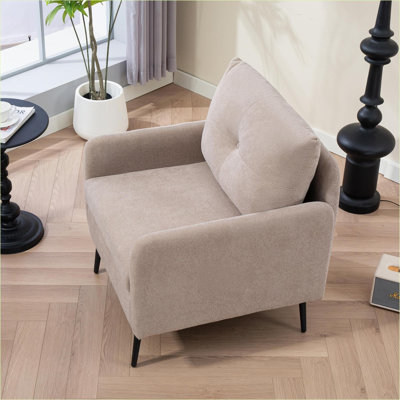 Fauteuil d'appoint avec pieds en métal noir, fauteuil confortable, fauteuil simple pour la chambre à coucher du salon, fauteuil d'invité club de salle à manger, capacité de poids de 300 lb