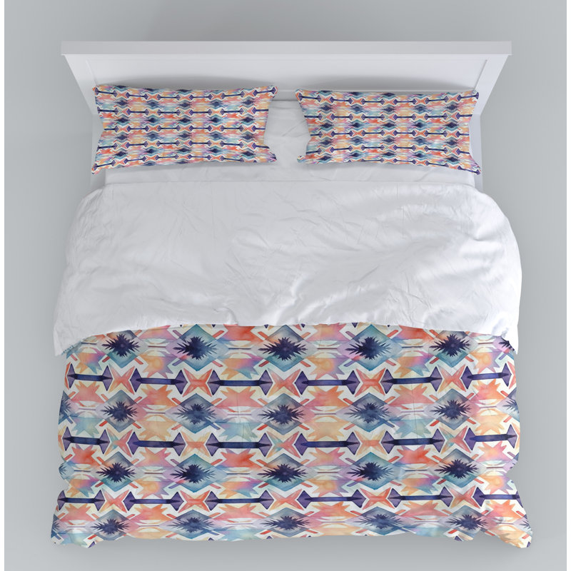 Geometric Shapes Duvet Cover, King Duvet Cover + 2 King Shams