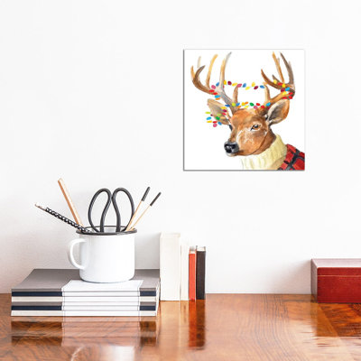 Christmas Lights Reindeer Sweater by Lanie Loreth - Wrapped Canvas Painting
