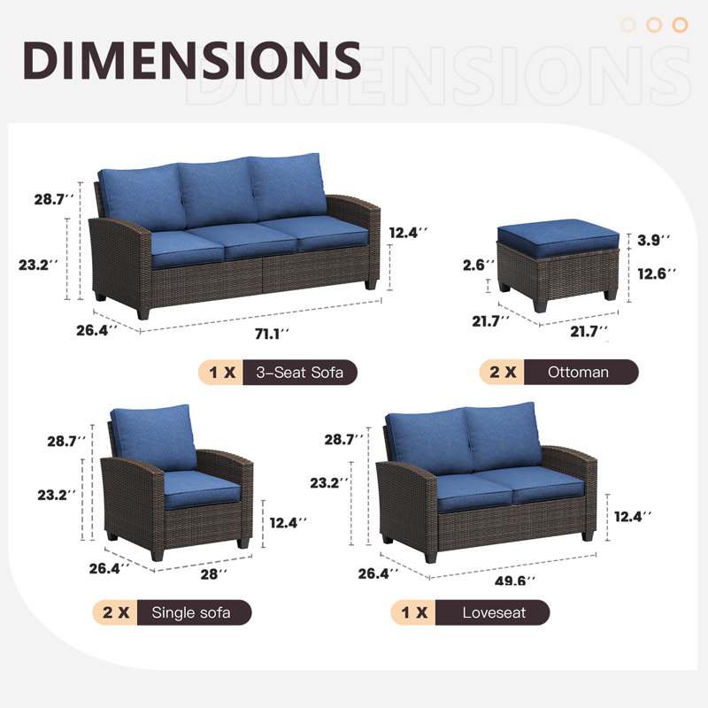Ensemble de conversation pour patio, Bleu ardoise