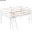 Lit mezzanine double en bois massif pleine grandeur avec accès à la chambre à coucher portable et commode blanc