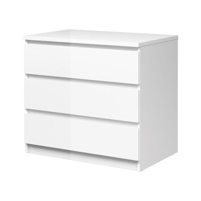 Paredes Chest Of Drawers With Three Drawers, Glossy White Color, 77 X 70 X 50 Cm