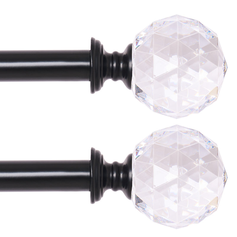 Marun Adjustable Overall Width x 0.75'' Diameter Single Curtain Rod, 28" - 48", Black