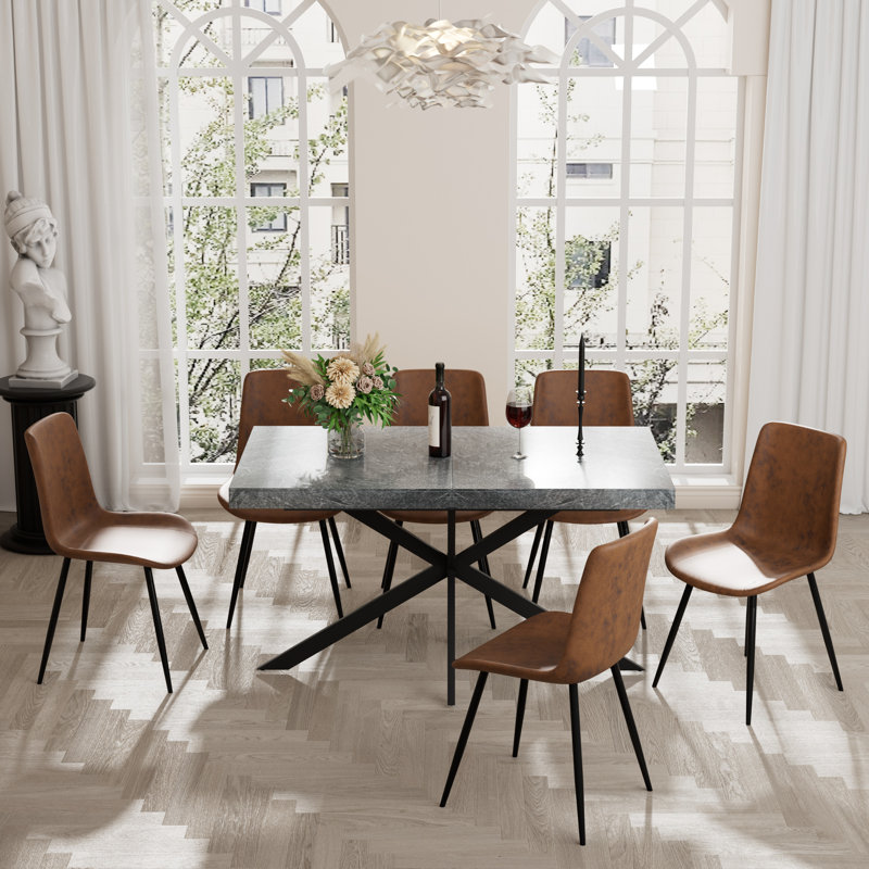 Ensemble de table de salle à manger extensible avec chaises, 7, Gris clair