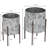 Gennessee 23" Coastal Metal Planter Set with Stand, Gray White Leaf Pattern Indoor Cache Pots, Set of 2