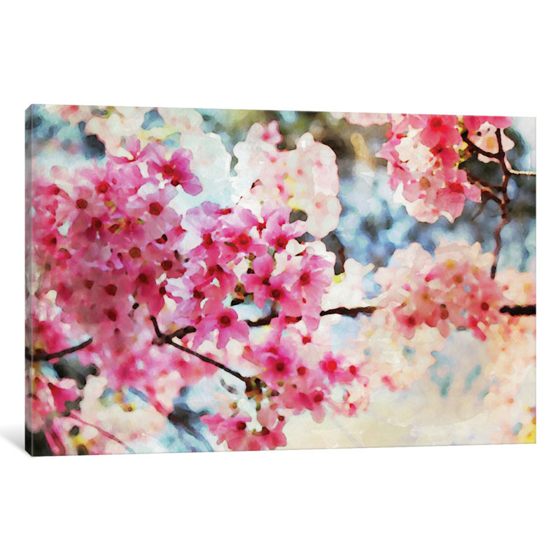 «Cherry Flowers V» par Irena Orlov - Estampe numérique sur toile tendue avec châssis, H 18 po x l 26 po x P 1,5 po