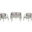 Sièges d'extérieur pour 4, fer, coussins confortables, American Design Grace 4 avec fer et coussins confortables, teinte-487172808-487172811