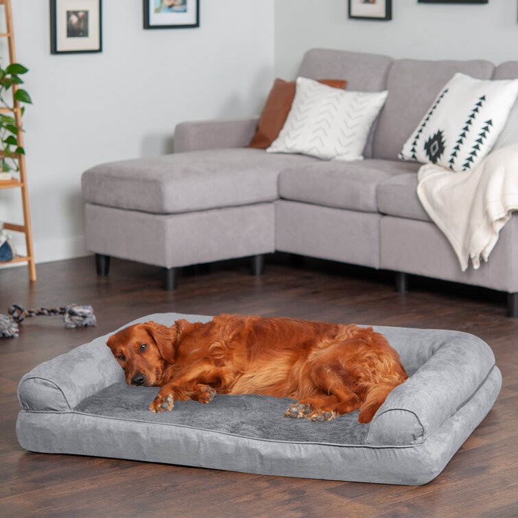 FurHaven Plush & Suede Full Support Sofa Dog Bed - Jumbo - Gray