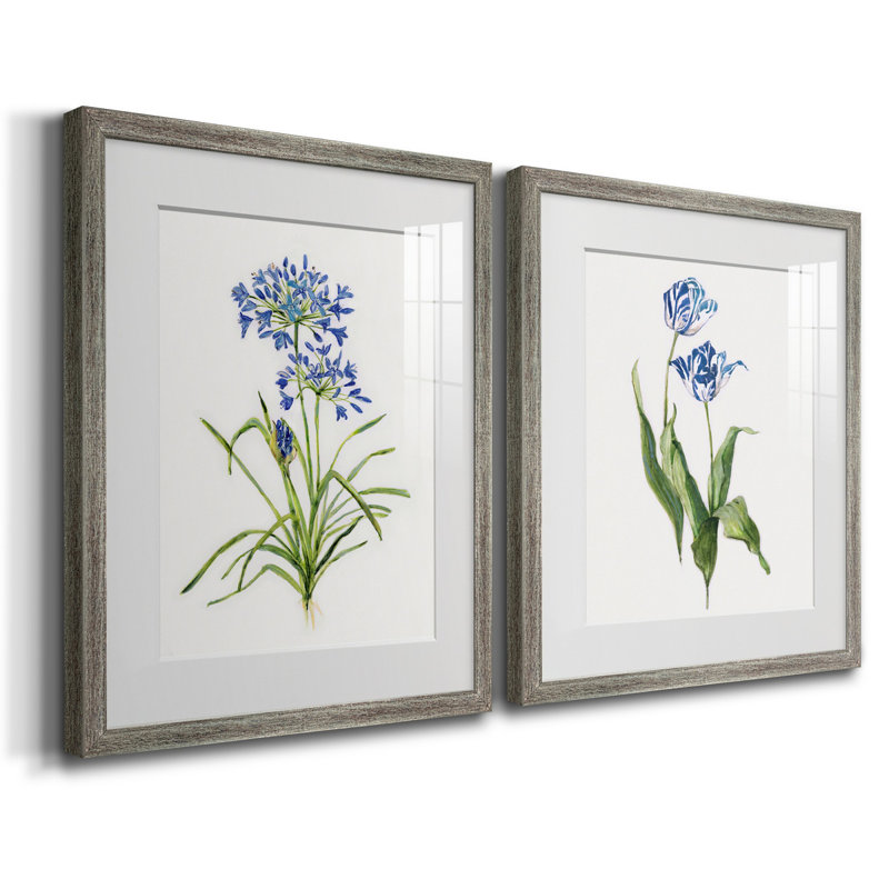 «Blue Lived Botanical I», reproduction encadrée de qualité supérieure, prête à être accrochée
