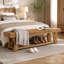 Upholstered Bench with Shelves