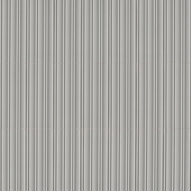 Nimbus 7 in. x 16 in. Satin Porcelain 3D Fluted Wall Tile, Moonlit Silver