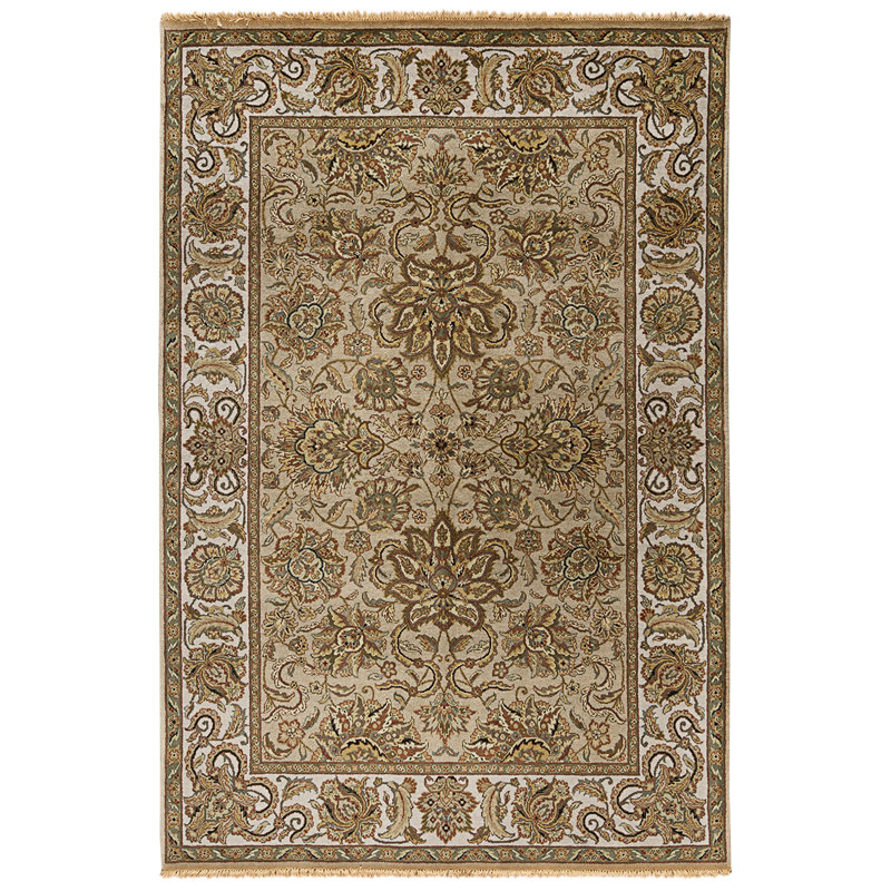 High-Quality Hand-Knotted Camel And Ivory Area Rug