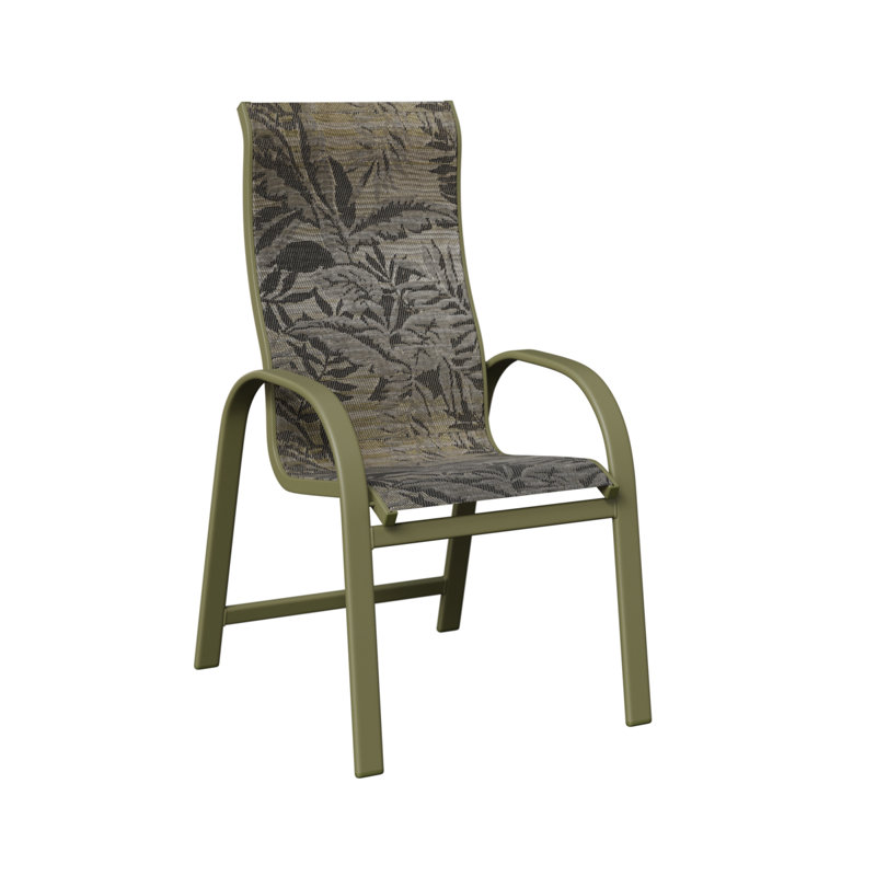 Chaise de salle à manger à haut dossier Amma, Sumba moka, Vert sauge