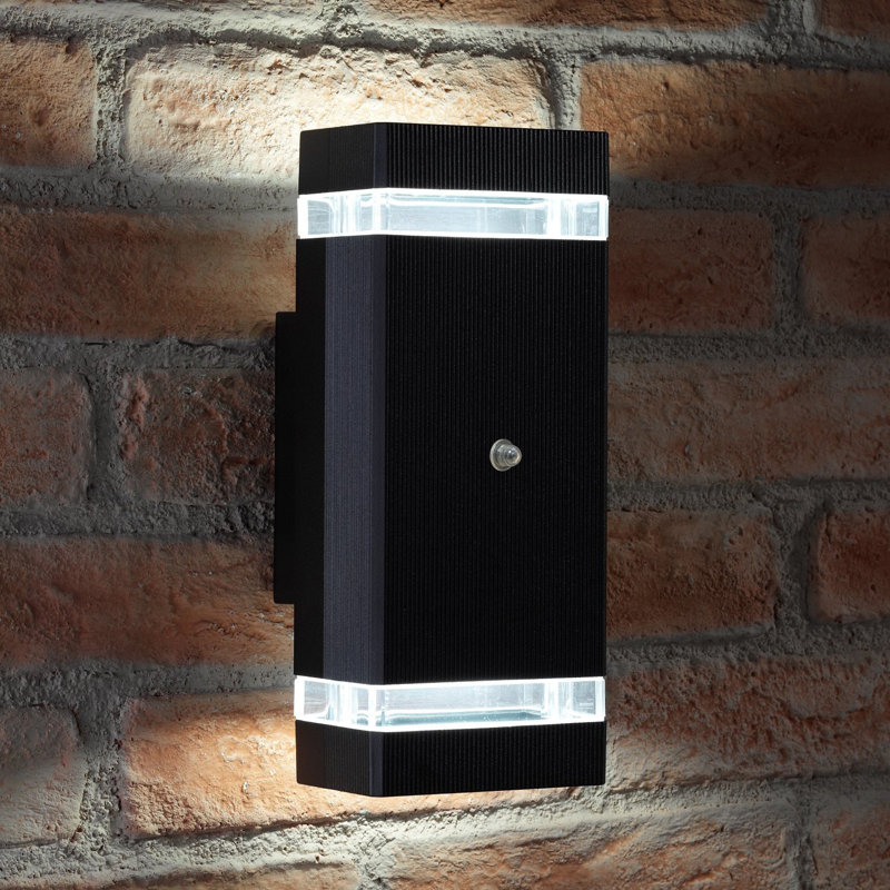 Garnica 2 - Bulb 26.3cm H Outdoor Flush Mount with Dusk to Dawn, Black