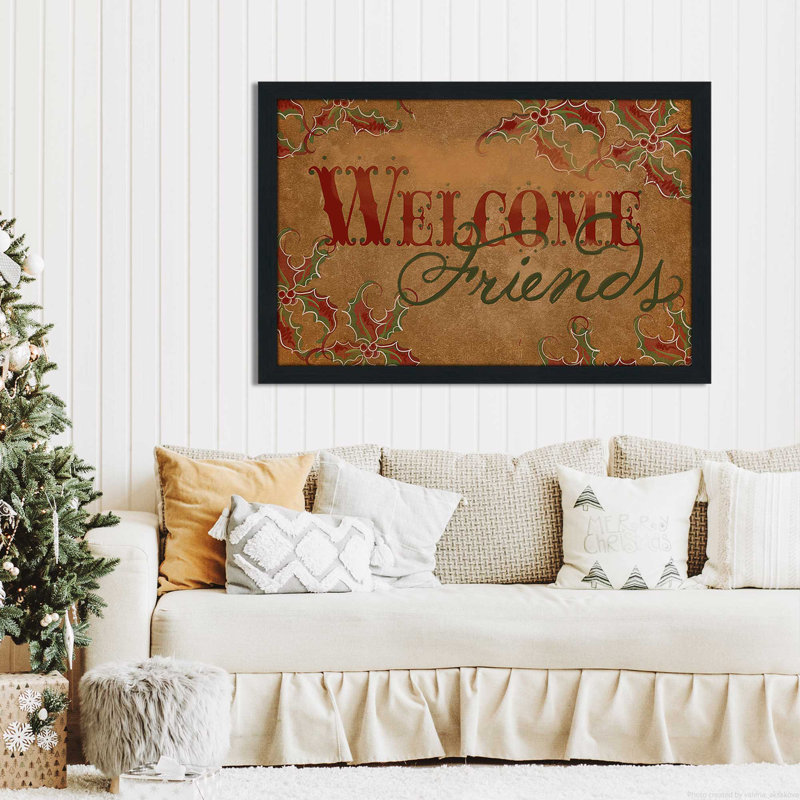 Welcome Friends (Horizontal) par By Jodi - impression, H 33,5 po x l 49,5 po x P 1 po, Cadre espresso