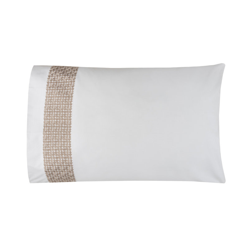 Lagos 100% Cotton Percale Sheet Set, white-taupe, Twin