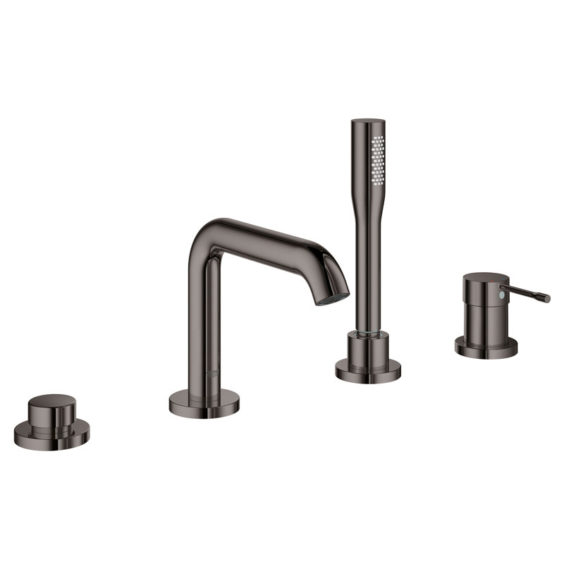 Essence New Single Handle Deck Mounted Roman Tub Faucet with Diverter and Handshower, Graphite