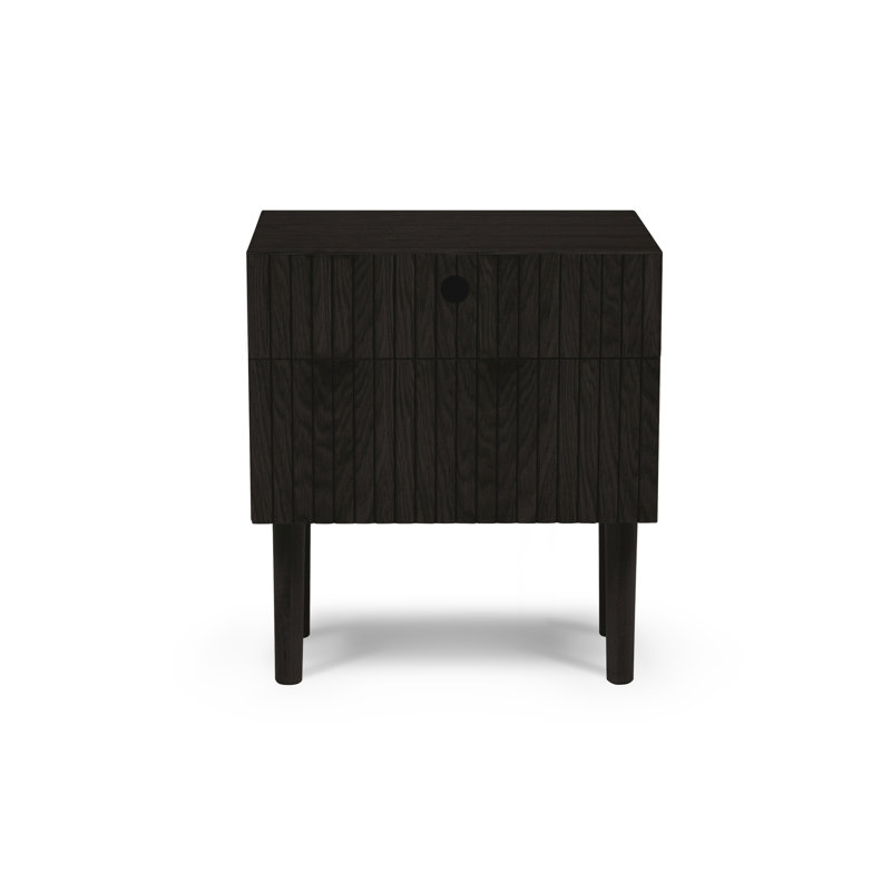 Ironesha 45cm W Bedside Table, Black Oak