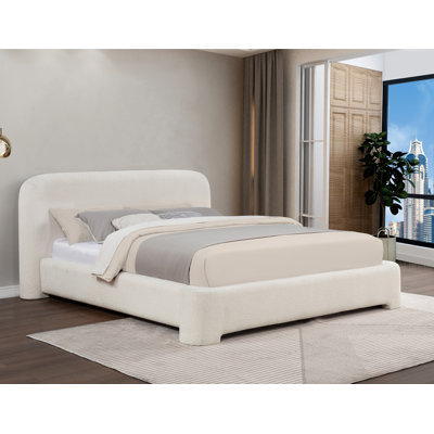 Celab Boucle Fabric Platform Cream Bed