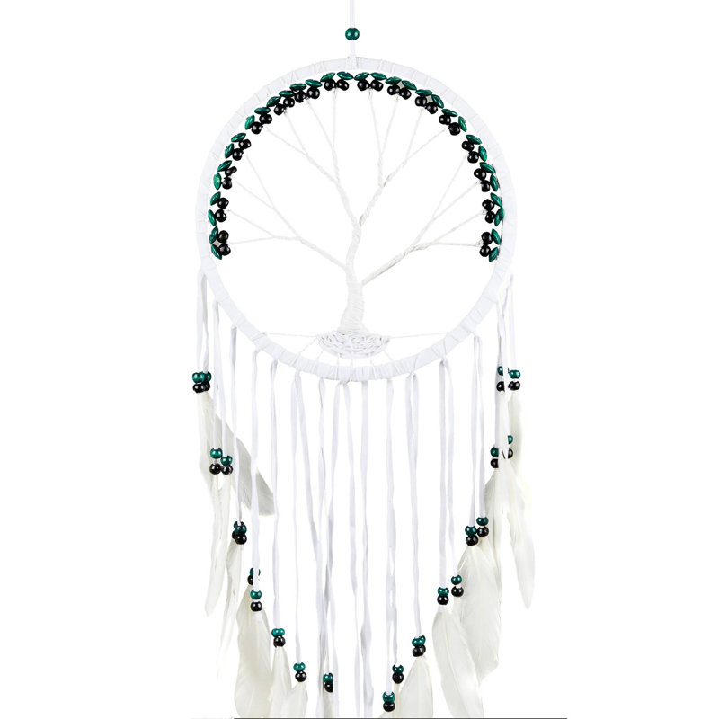 Arbre à suspendre arbre de vie, décoration murale - 36 po, Vert / blanc