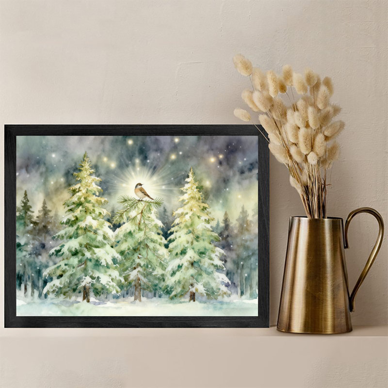 Art mural rétro noir, cèdre de Noël rétro, impressions encadrées, H 13 po x l 17 po