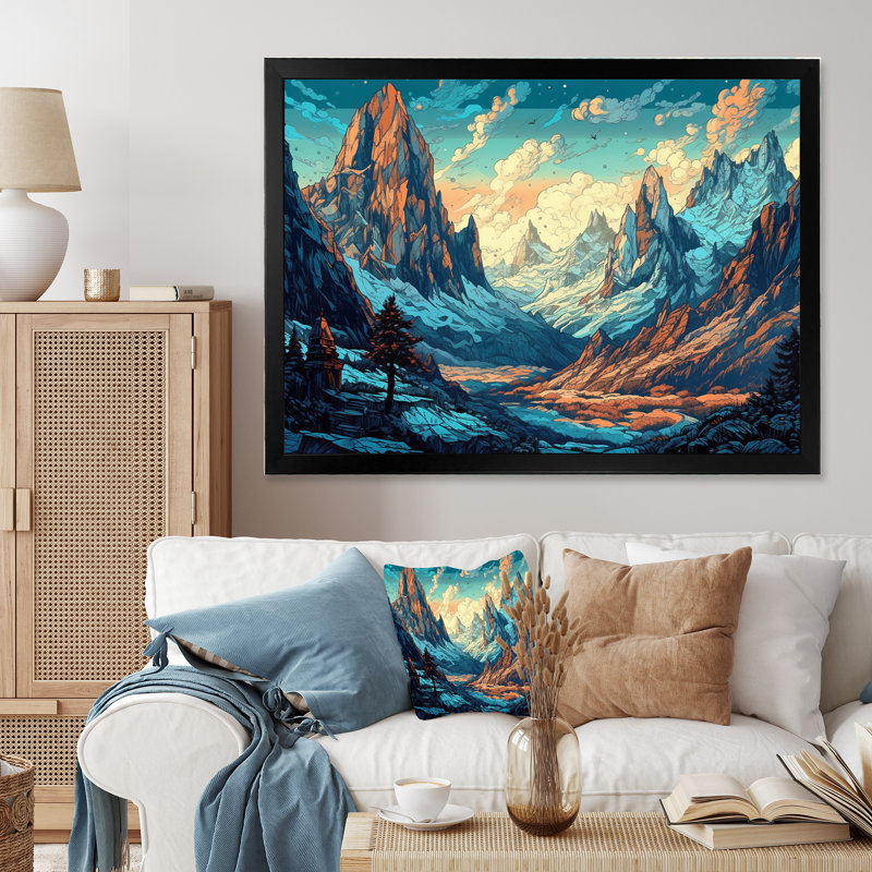 «Towering Mountain Peaks Swiss Alpes I», reproduction sur toile, Cadre simple noir, H 12 po x l 20 po x P 1 po