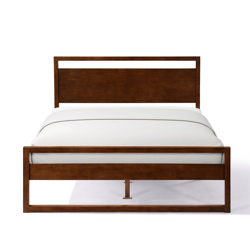 Structure de lit grand en bois de noyer avec tête de lit et lattes silencieuses, support de 800 lb, capacité d'optimisation du rangement inférieur, possibilité de chambre à coucher