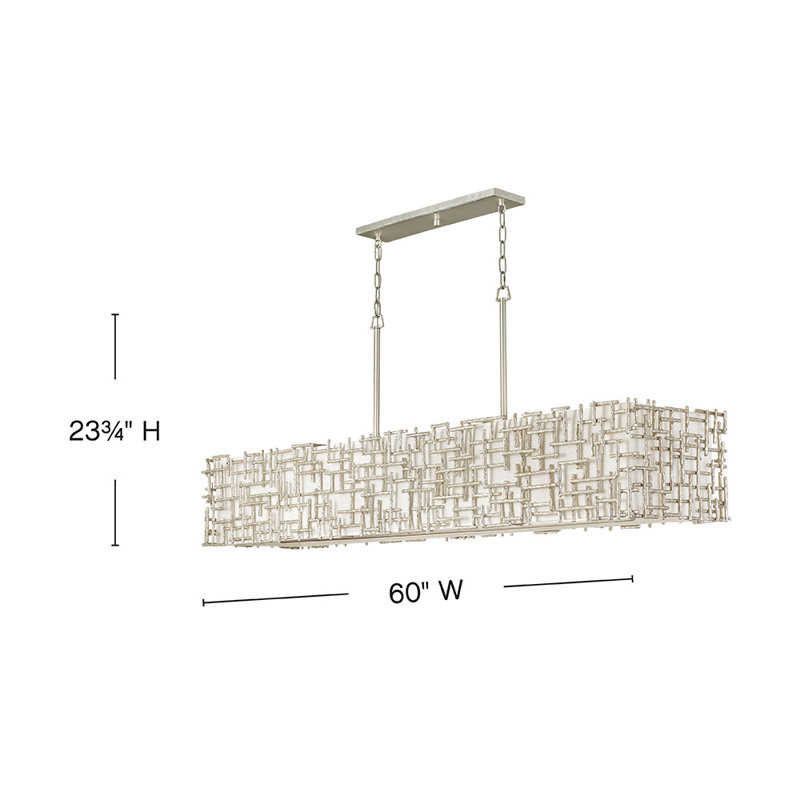 Farrah 10 - Light Unique Rectangle Chandelier, Silver Leaf