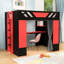 Lit mezzanine double avec poste de travail, garde-robe, tablettes et éclairage intelligent-26532683