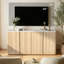 Buffet Elaren 66,9 po moderne en bois imitation travertin, 4 portes et étagères réglables pour la cuisine-125370101