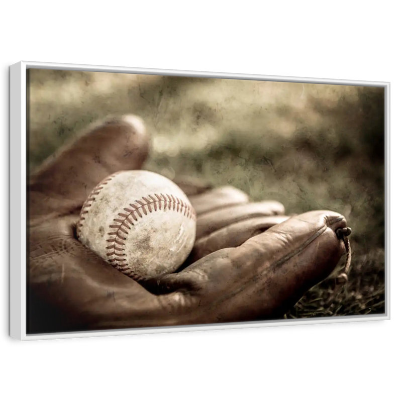 Baseball On Glove, Floating Frame Black, 43" X 29"