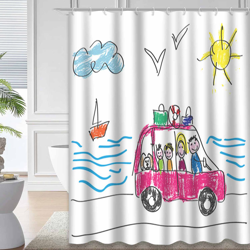 Rideau de douche imperméable pour enfants avec 12 crochets, L 72 po x l 72 po