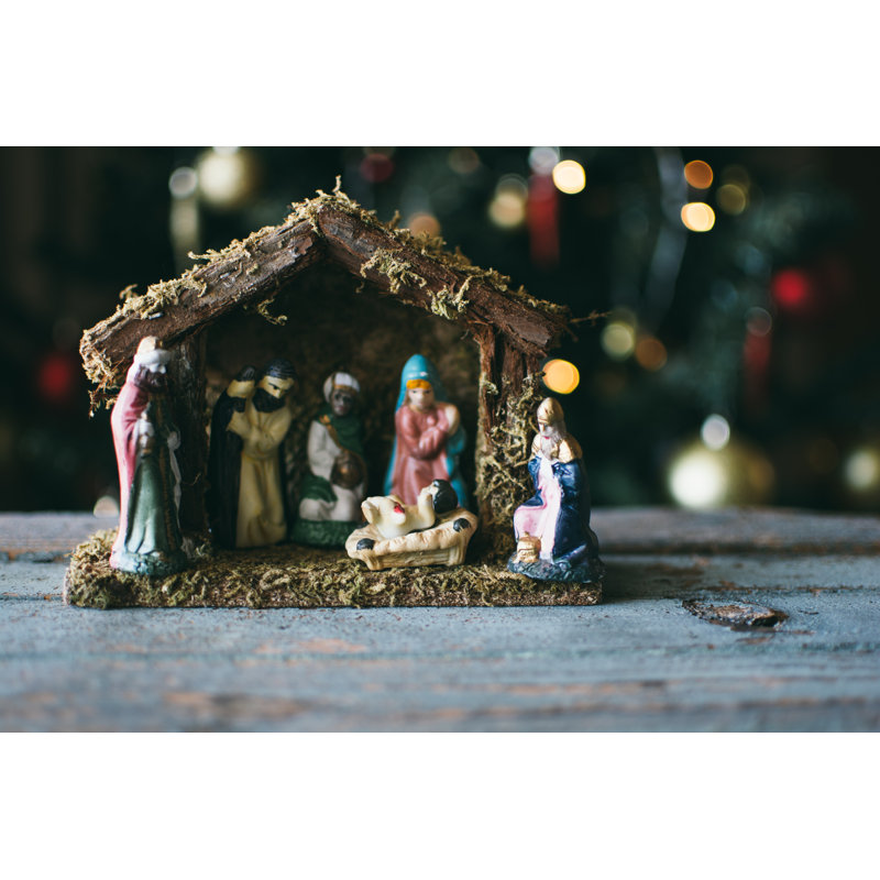 Christmas Manger by Andromachi - Wrapped Canvas Print, 81cm H x 122cm W x 3.8cm D
