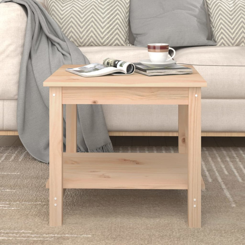 Bubovice Solid Wood Four Leg Coffee Table with Storage, Brown