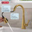 Lenta Brushed Gold Kitchen Faucet with Pull Down Sprayer, Modern Single Hole Kitchen Sink Faucet, Single Handle, Brushed Gold-108990871