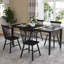 Ensemble de table de salle à manger rectangulaire, table de salle à manger de ferme avec pieds en bois massif et chaises à dossier à lattes Windsor pour cuisine / salle à manger / chambre d'amis-691036793-691036790-691036791