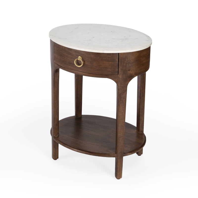 Ellen Marble Nightstand, Walnut