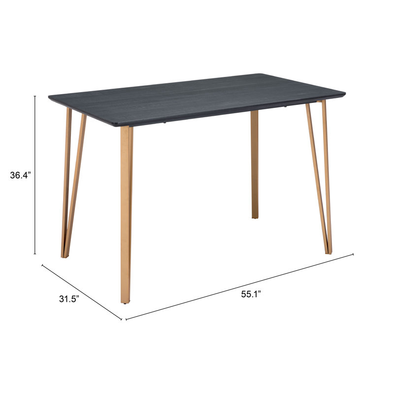Metal Base Dining Table, Brown/Black
