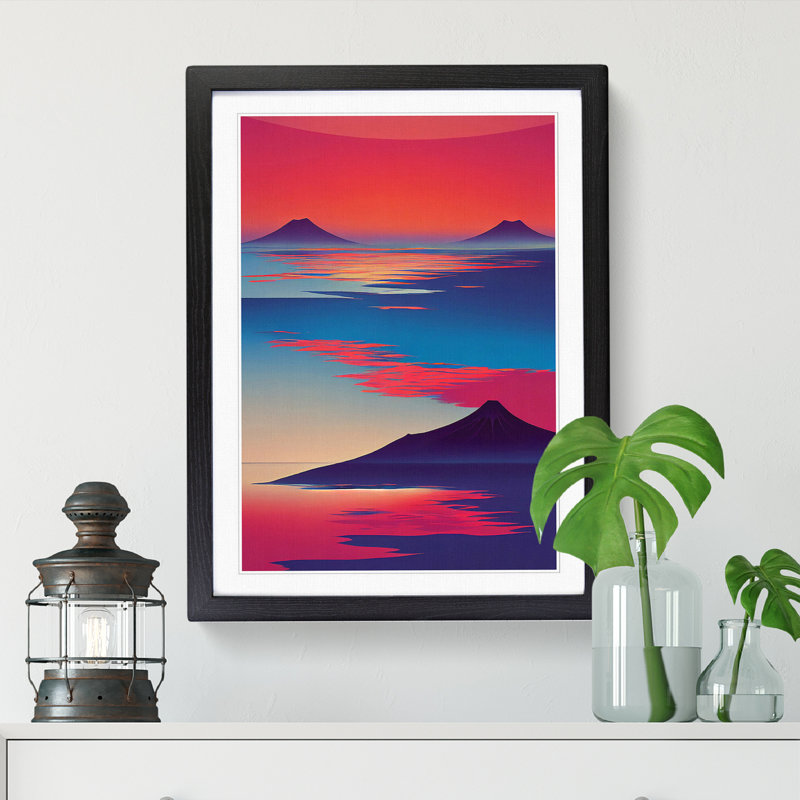 Montello Japanese Mountain Sunset Vol.1 - Picture Frame Print, 25cm H x 2cm W, Walnut