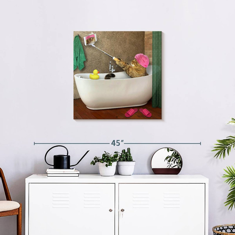 Ketti Cat Bath Selfie, 24" H x 24" W