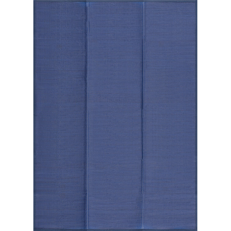 Tapis rectangulaire en polypropylène bleu marine Kristofer