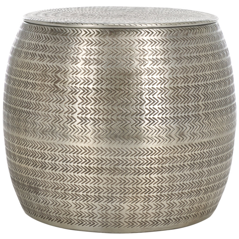 Damauri Side Table W/ Storage, Antique Silver
