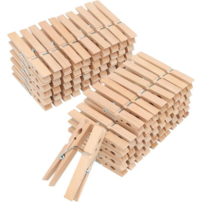 100-Pack Large Wooden Clothespins, 4-Inch Heavy-Duty Natural Wood Clips with Rust-Resistant Spring for Crafts & Photos