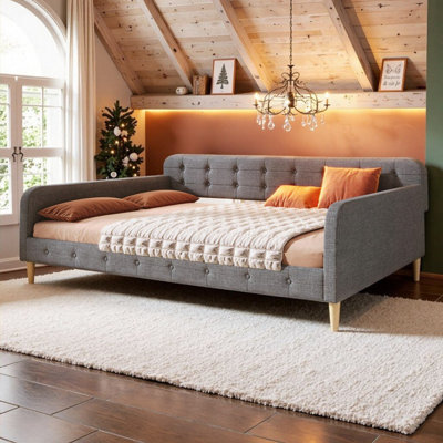 Queen Upholstered Convertible Daybed with Arms
