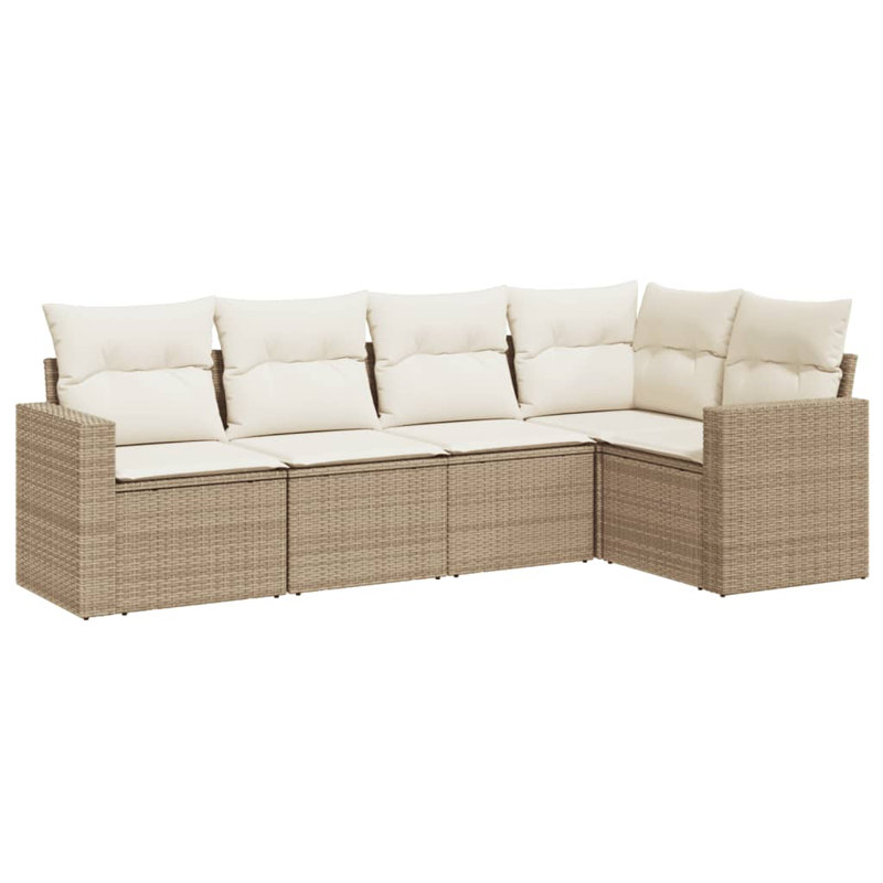 Ensemble de canapé de jardin Vidaxl, rotin PE beige, acier thermolaqué, polyester